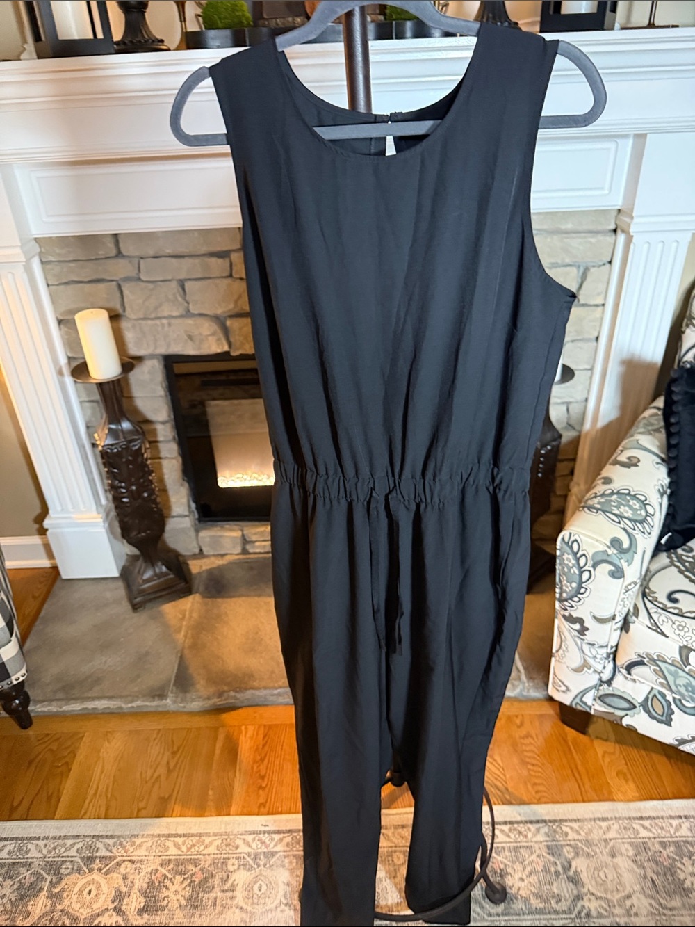 Xhilaration Black Sleeveless Elastic-Waist Jumpsuit